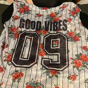 Rose GOOD VIBES Jersey button up!!